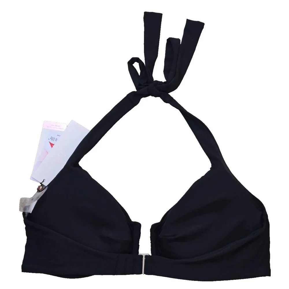 Calia Ubar‎ Halter Bikini Top Women's XL Pure Black NWT